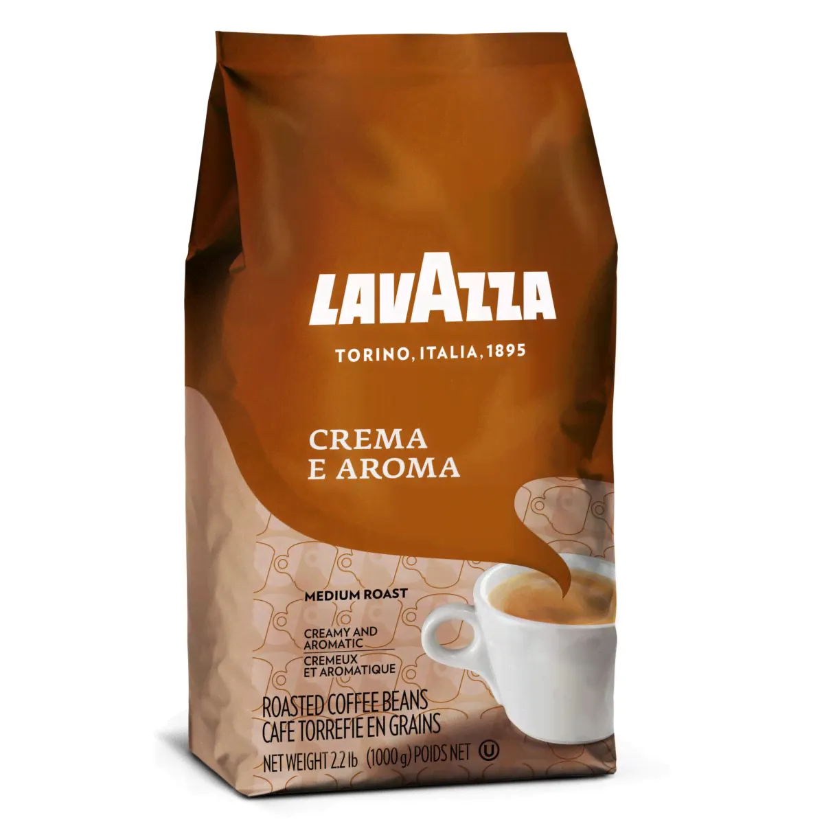 Lavazza Crema e Aroma (Лавацца Крема е Арома), бежевая упаковка, кофе в зёрнах, 1 кг-0